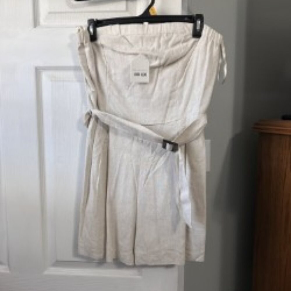 Linen blend romper with belt